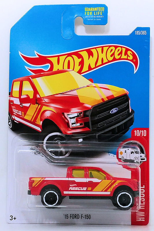 Hot Wheels 2017 - Collector # 185/365 - HW Rescue 10/10 - '15 Ford F-150 - Red / Rescue - USA