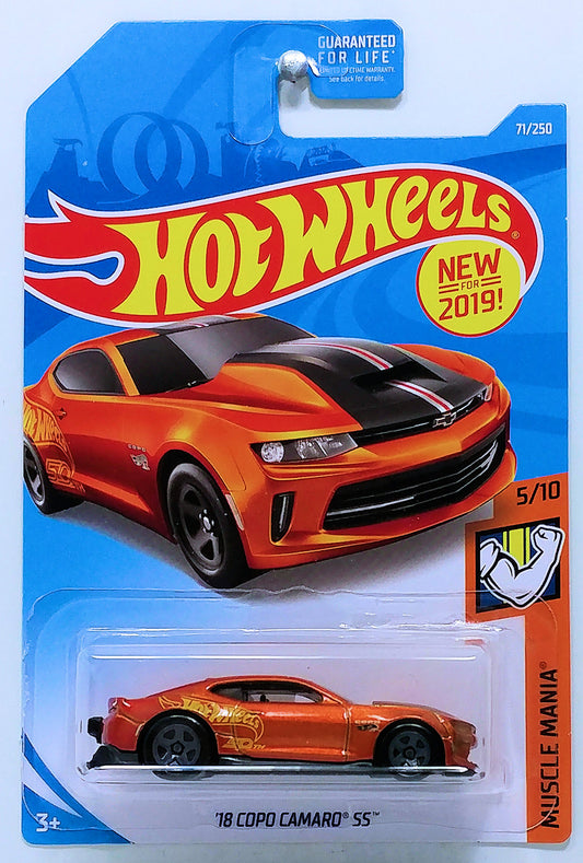 Hot Wheels 2019 - Collector # 071/250 - Muscle Mania 5/10 - New Models - '18 COPO Camaro SS - Orange - USA