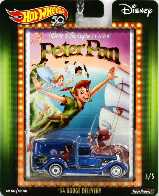 Hot Wheels 2018 - Premium / Pop Culture / Walt Disney 3/5 - '34 Dodge Delivery - Metallic Blue / Peter Pan - Metal/Metal & Real Riders