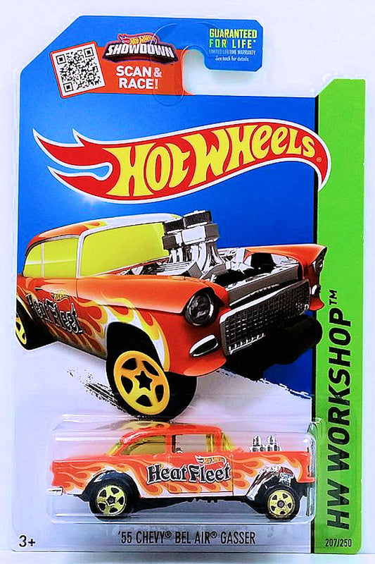 Hot Wheels 2015 - Collector # 207/250 - Heat Fleet - '55 Chevy Bel Air Gasser - Orange