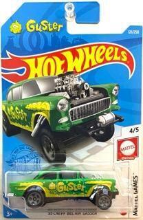 Hot Wheels 2021 - Collector # 121/250 - Mattel Games 4/5 - '55 Chevy Bel Air Gasser - Green / Guster - IC