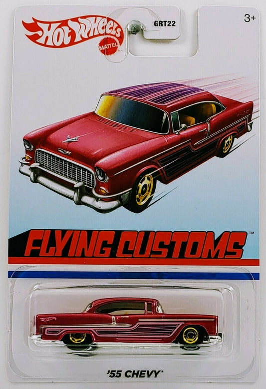 Hot Wheels 2021 - Flying Customs / Mix 2 - '55 Chevy - Magenta Pink - Hot Ones Wheels - Target Exclusive