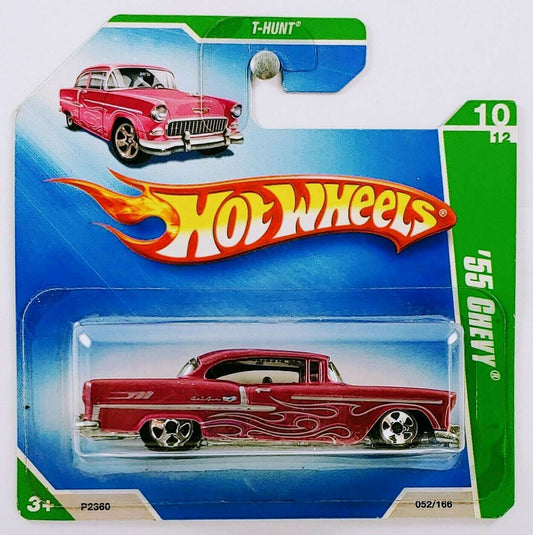 Hot Wheels 2009 - Collector # 052/172 - T-Hunt 10/12 - '55 Chevy - Metallic Magenta - Short Card