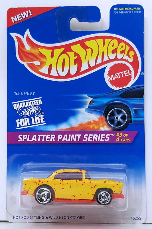 Hot Wheels 1996 - Collector # 410 - Splatter Paint Series 3/4 - '55 Chevy - Yellow - Sawblades
