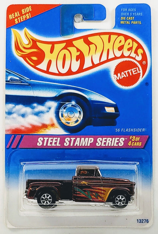 Hot Wheels 1995 - Collector # 289 - Steel Stamp Series 3/4 - '56 Flashsider - Metalflake Maroon - 7 Spokes