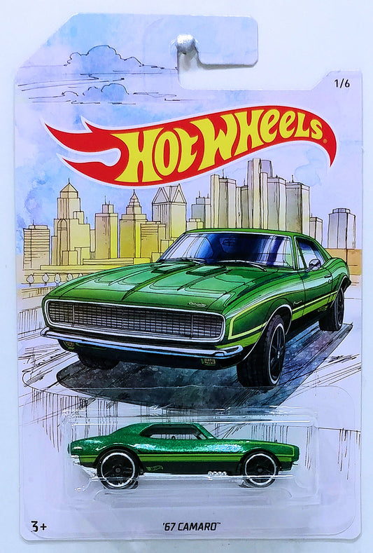 Hot Wheels 2018 - Theme / Detroit Muscle Series 1/6 - '67 Camaro - Green Metalflake - PR5 Wheels - Walmart Exclusive