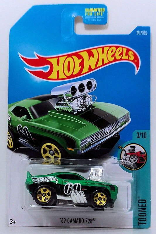 Hot Wheels 2017 - Collector # 171/365 - Tooned 3/10 - '69 Camaro Z28 - Green - USA