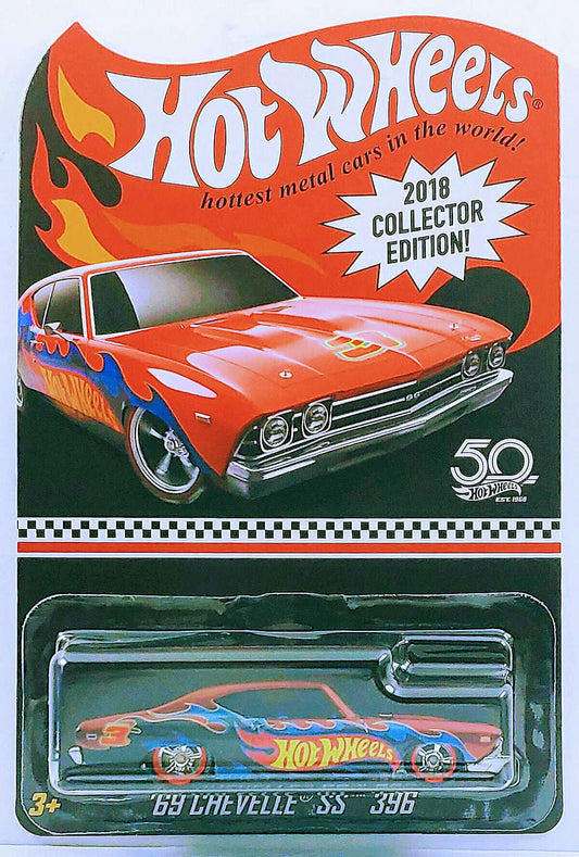 Hot Wheels 2018 - Collector Edition - '69 Chevelle SS 396 - Spectraflame Red - Metal/Metal & Real Riders - KMart Exclusive Mail-In - Kar Keeper