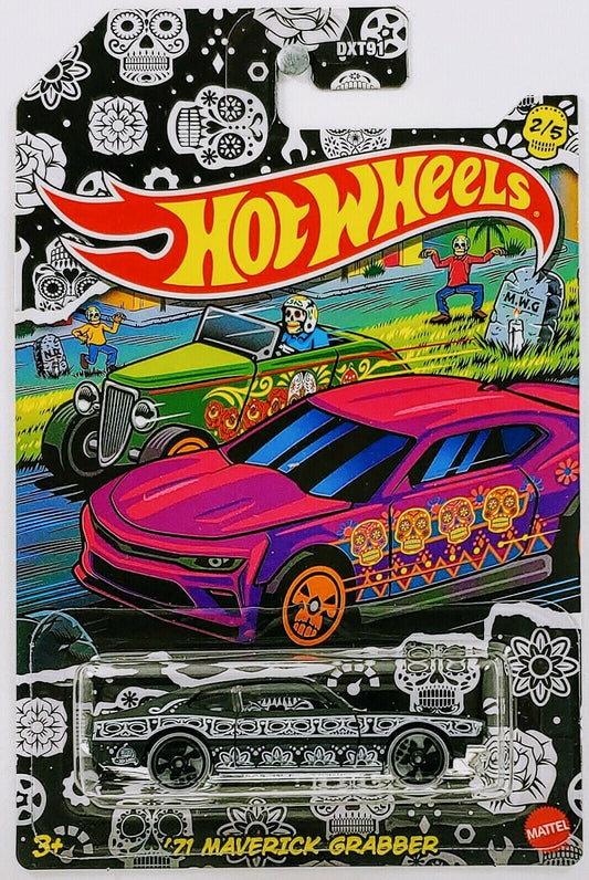 Hot Wheels 2021 - Happy Halloween 2/5 - '71 Maverick Grabber - Matte Black - Gray Skull Wheels
