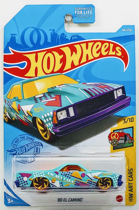 Hot Wheels 2021 - Collector # 044/250 - HW Art Cars 3/10 - '80 El Camino - Turquoise - USA Card