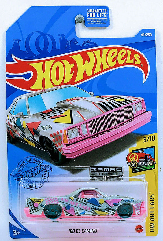 Hot Wheels 2021 - Collector # 044/250 - HW Art Cars 3/10 - '80 El Camino - ZAMAC # 014 - USA Card - Walmart Exclusive