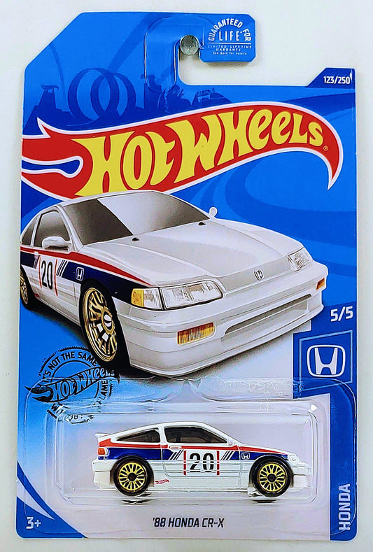 Hot Wheels 2020 - Collector # 123/250 - Honda 5/5 - '88 Honda CR-X - White - USA Card