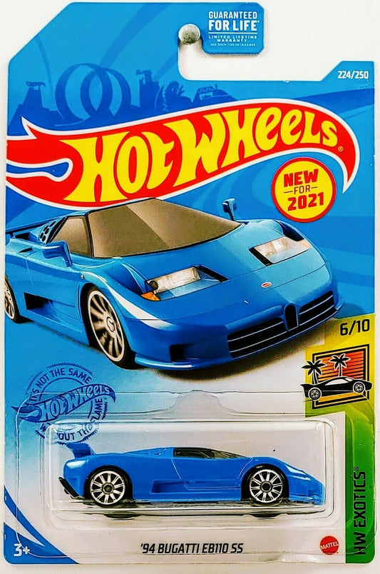 Hot Wheels 2021 - Collector # 224/250 - HW Exotics 6/10 - New Models - '94 Bugatti EB110 SS - Blue - 10 Spokes - USA