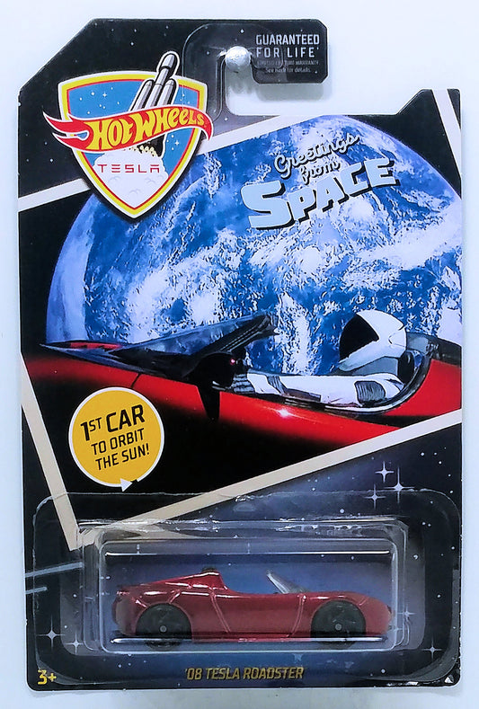 Hot Wheels 2019 - Greetings From Space - '08 Tesla Roadster - Dark Red - Special USA Card