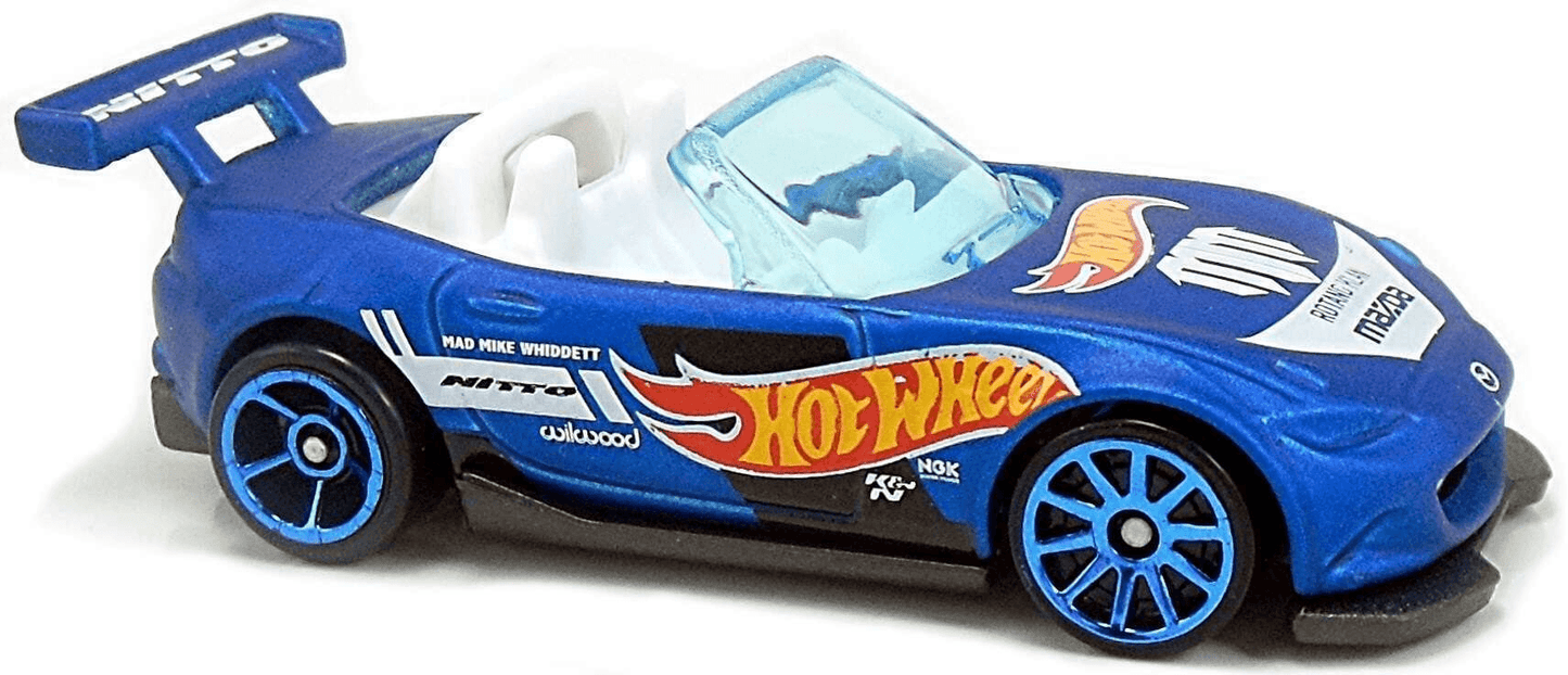 Hot Wheels 2018 - Collector # 167/365 - Nightburnerz 3/10 - '15 Mazda MX-5 Miata - Satin Blue - USA 50th Card