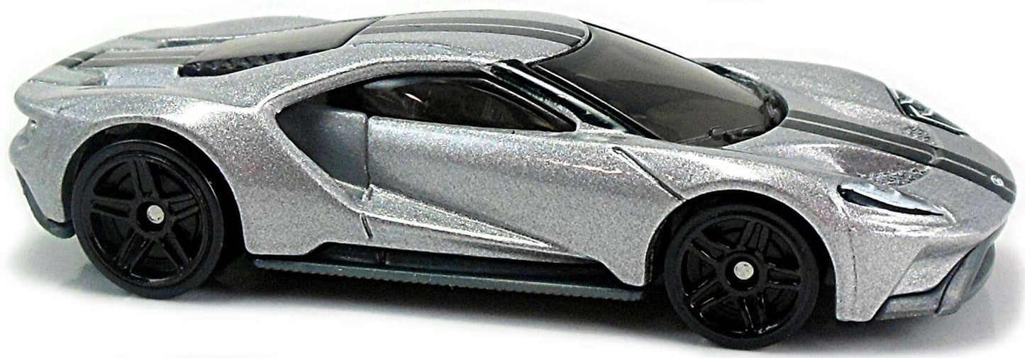 Hot Wheels 2017 - Collector # 211/365 - Nightburnerz 2/10 - '17 Ford GT - Metalflake Silver - USA Card