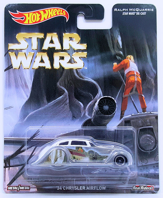 Hot Wheels 2016 - Pop Culture / Star Wars / Ralph McQuarrie - '34 Chrysler Airflow - White & Gray / Luke Skywalker - Metal/Metal & Real Riders