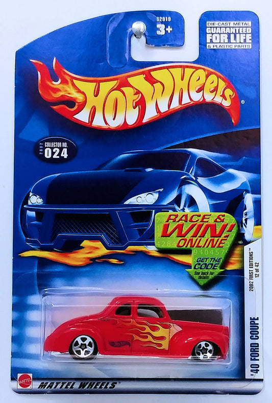 Hot Wheels 2002 - Collector # 024/220 - First Editions 12/42 - '40 Ford Coupe - Red - USA R&W