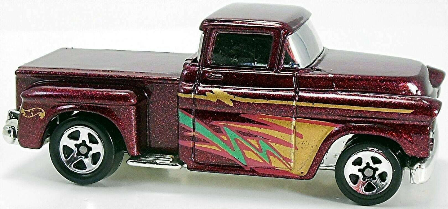 Hot Wheels 1995 - Collector # 289 - Steel Stamp Series 3/4 - '56 Flashsider - Metalflake Maroon - 5 Spokes - USA Blue & White Card