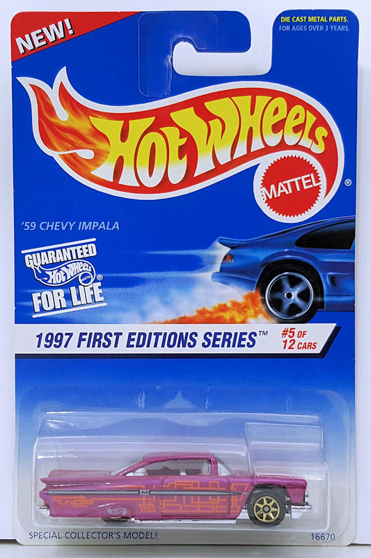 Hot Wheels 1997 - Collector # 517 - First Editions 5/12 - '59 Chevy Impala - Purple - Gold 7 Spokes