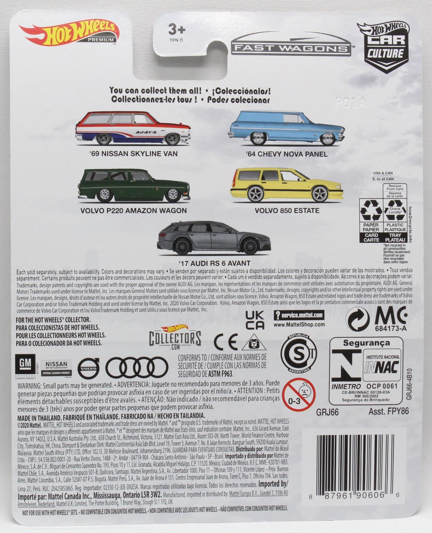 Hot Wheels 2021 - Premium / Car Culture / Fast Wagons 2/5 - '64 Chevy Nova Panel - Metallic Light Blue - Metal/Metal & Real Riders