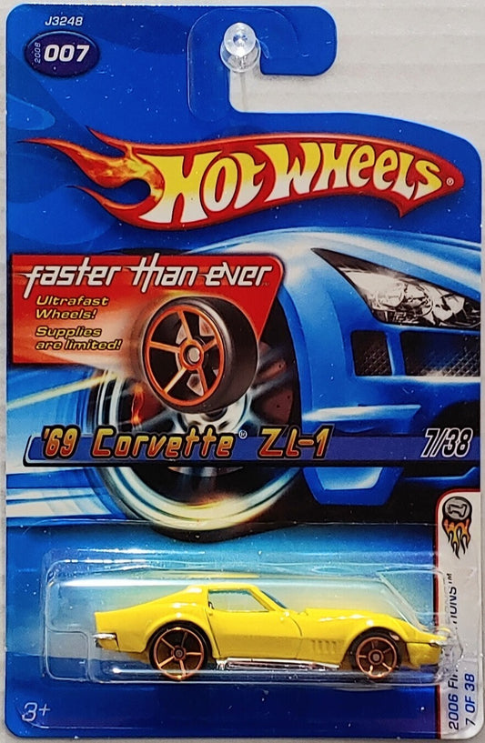 Hot Wheels 2006 - Collector # 007/223 - First Editions 7/38 - '69 Corvette ZL-1 - Yellow - Faster Than Ever