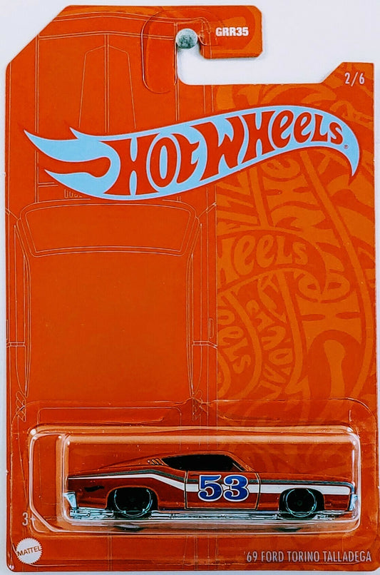 Hot Wheels 2021 - Theme / 53rd Anniversary / Wave 2 / Orange Blue Series # 2/6 - '69 Ford Torino Talladega - Orange Metallic - OH5SP Wheels - Orange Blister Card - Drug Stores Exclusive