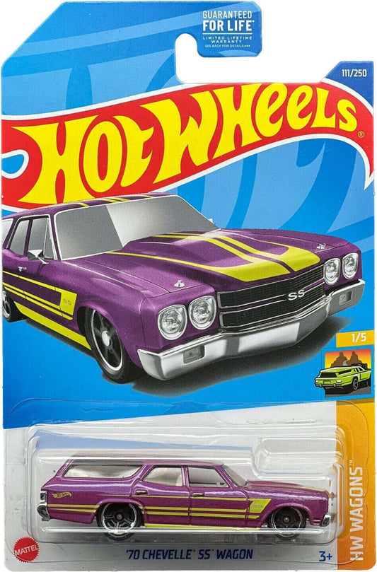Hot Wheels 2022 - Collector # 111/250 - HW Wagons 1/5 - '70 Chevelle SS Wagon - Purple - Kroger Exclusive - USA Card