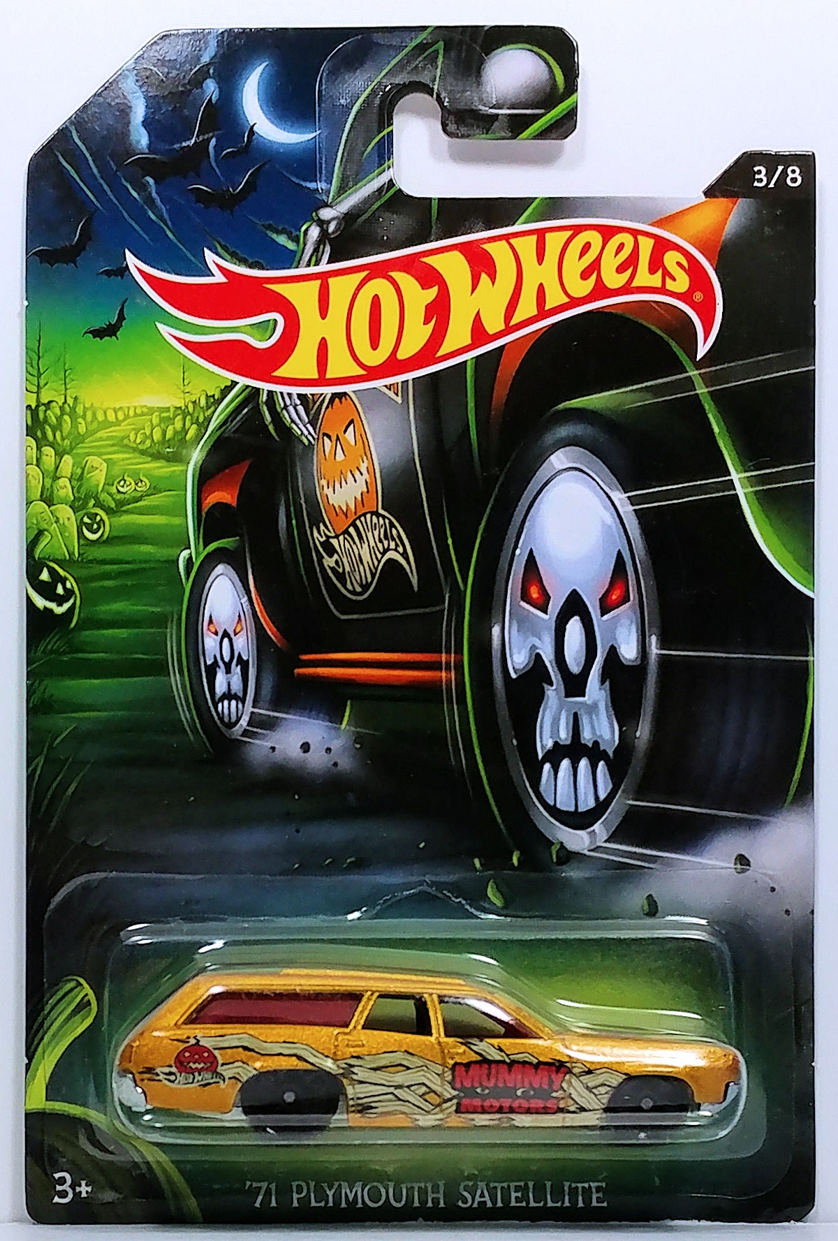 Hot Wheels 2017 - Happy Halloween 3/8 - '71 Plymouth Satellite - Metallic Gold - Skull Wheels - Kroger Exclusive