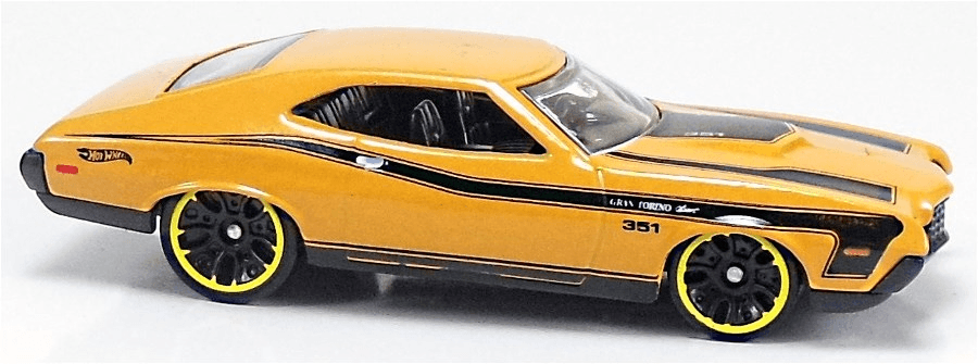 Hot Wheels 2012 - Collector # 117/247 - Muscle Mania / Ford 7/10 - '72 Ford Gran Torino Sport - Yellow Orange - USA