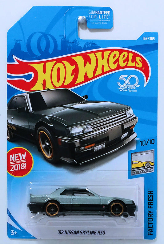 Hot Wheels 2018 - Collector # 169/365 - Factory Fresh 10/10 - '82 Nissan Skyline R30 - Gray Metalflake - USA 50th Card