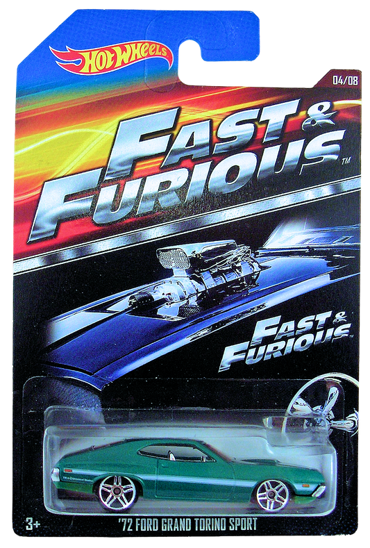 Hot Wheels 2015 - Fast & Furious 4/8 - '72 Ford Grand Torino Sport - Green - Walmart Exclusive - Gran is misspelled as 'GRAND' on Card