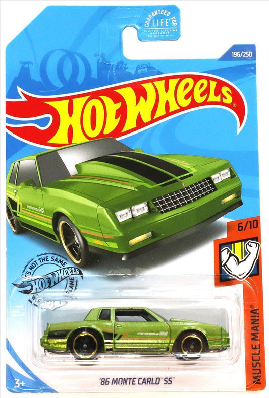Hot Wheels 2020 - Collector # 196/250 - Muscle Mania 6/10 - '86 Monte Carlo SS - Green - USA Card