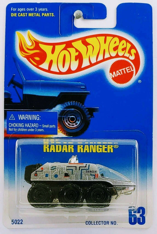 Hot Wheels 1995 - Collector # 063 - Radar Ranger - Silver - Chrome Dish - Black CTS Wheels - USA