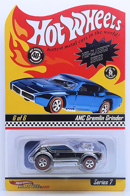 Hot Wheels 2008 - HWC / RLC Exclusive - Series 7 Neo-Classics 6/6 - AMC Gremlin Grinder - Spectraflame Dark Chrome - Metal/Metal - Redlines - Kar Keeper - Limited to 10,000