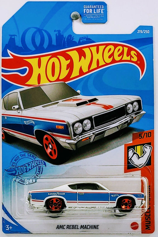 Hot Wheels 2021 - Collector # 219/250 - Muscle Mania 5/10 - AMC Rebel Machine - White
