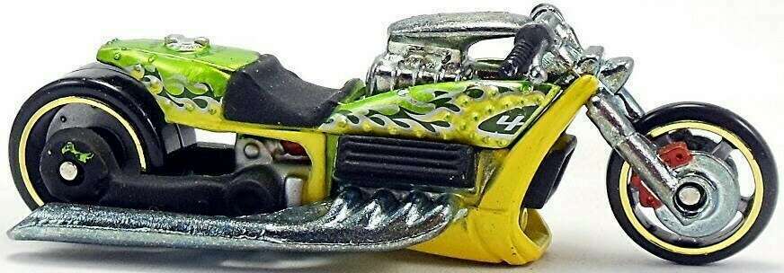 Hot Wheels 2006 - Collector # 221/223 - Mail-In Bonus / Mystery Vehicle 3/5 - Airy 8 (Motorcycle) - Green & Yellow - Kar Keeper