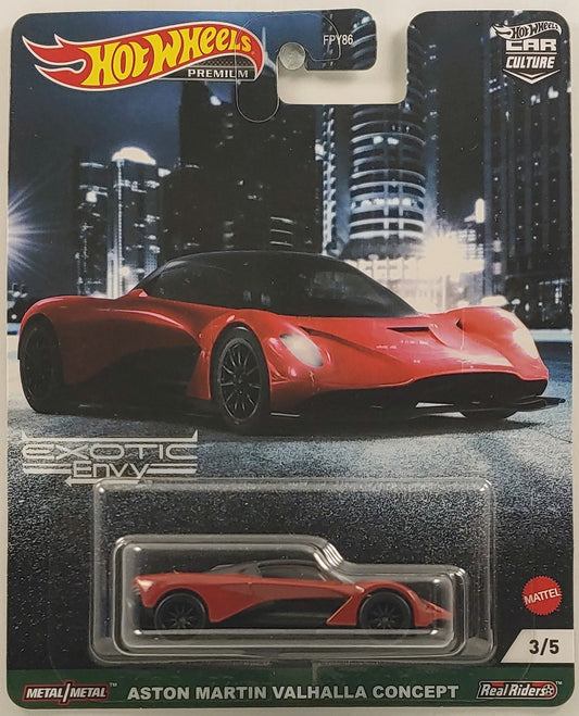 Hot Wheels 2021 - Premium / Car Culture / Exotic Envy 5/5 - Aston Martin Valhalla Concept - Metallic Red - Metal/Metal & Real Riders - NEW Casting