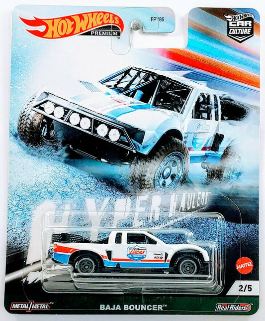 Hot Wheels 2021 - Premium / Car Culture / Hyper Haulers # 2/5 - Baja Bouncer - White / Lucas Oil - Metal/Metal & Real Riders - NEW Casting
