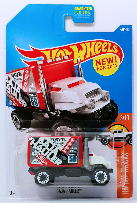 Hot Wheels 2017 - Collector # 270/365 - HW Hot Trucks 3/10 - New Models - Baja Hauler - Red and White - USA