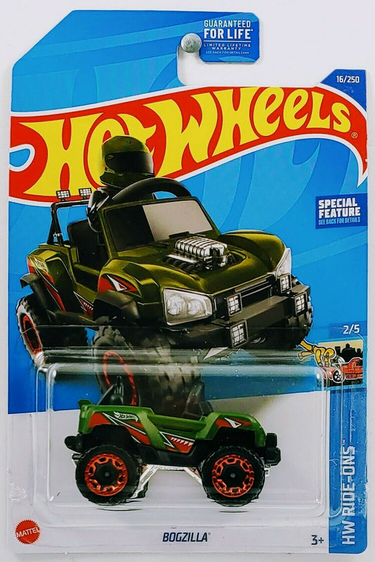 Hot Wheels 2022 - Collector # 016/250 - HW Ride-Ons 2/5 - Bogzilla - Olive Green / Shark Teeth Graphics - USA Card