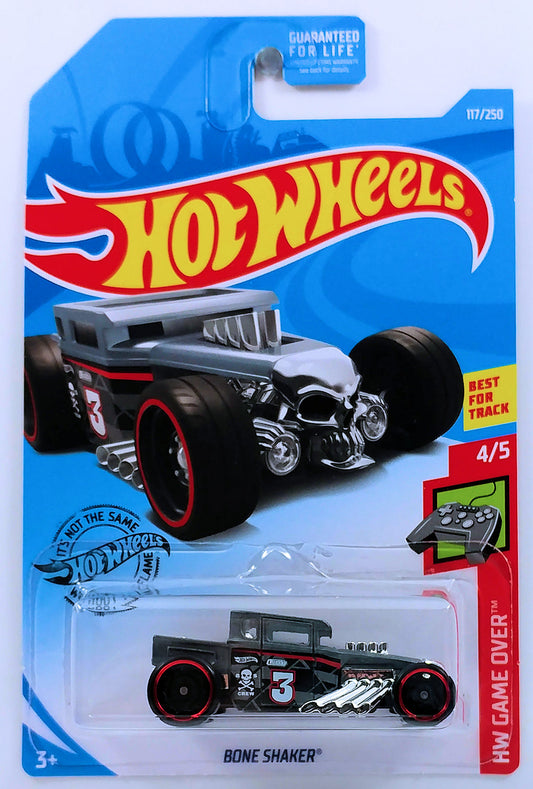 Hot Wheels 2019 - Collector # 117/250 - HW Game Over 4/5 - Bone Shaker - Gray - USA Card