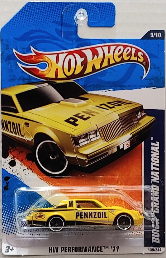 Hot Wheels 2011 - Collector # 139/244 - HW Performance 09/10 - Buick Grand National - Yellow - Pennzoil Graphics - USA