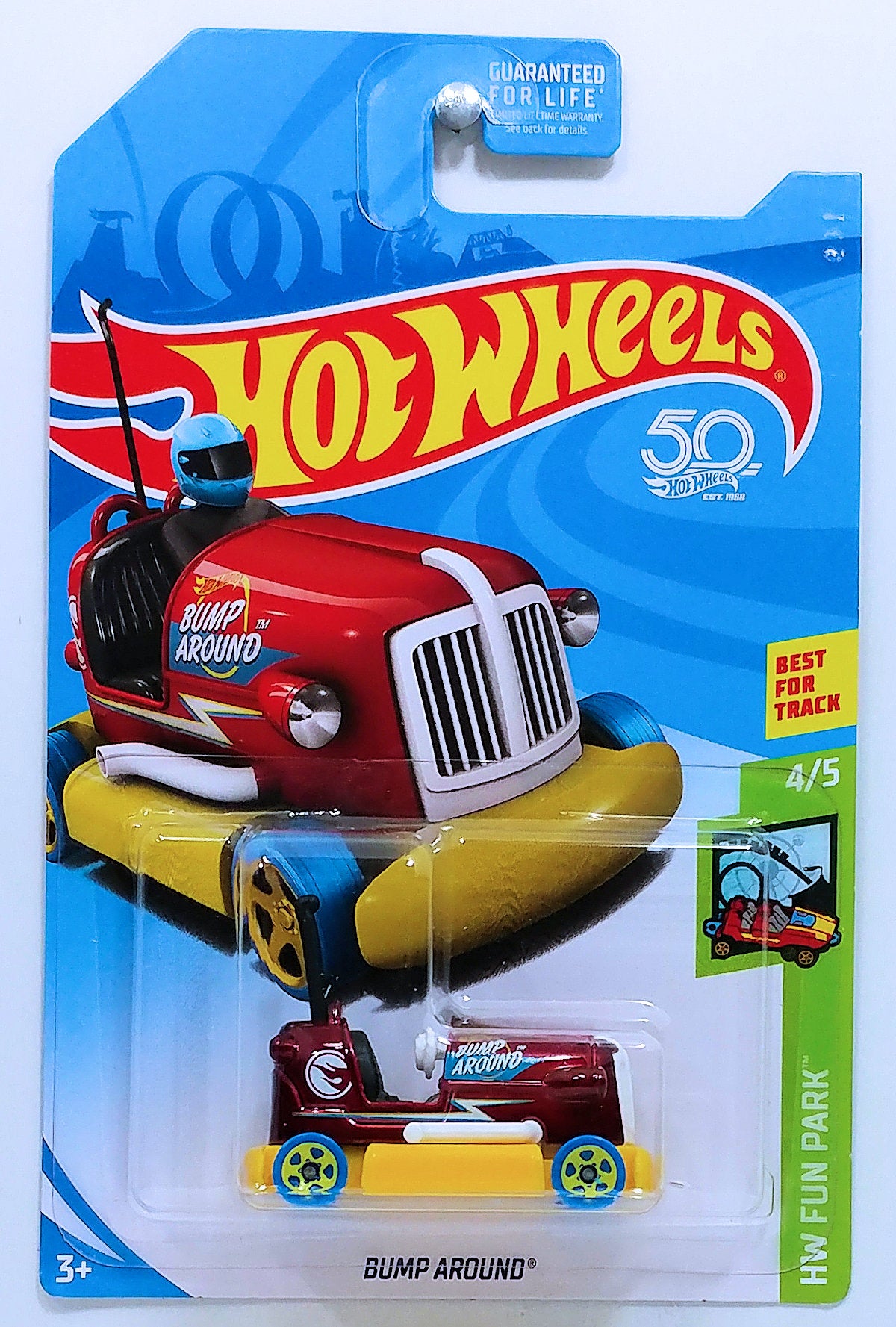 Hot Wheels 2018 - Treasure Hunts - HW Fun Park 4/5 - Bump Around - Dark Red - 50th Card