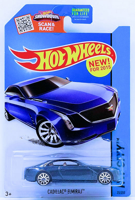 Hot Wheels 2015 - Collector # 025/250 - HW City / Street Power / New Models - Cadillac Elmiraj - Dark Blue - Tan Interior (Common) - USA Card