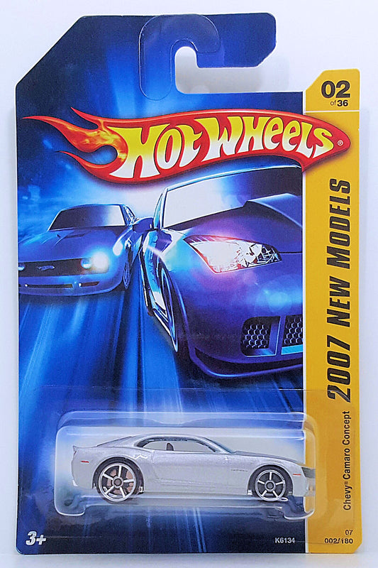 Hot Wheels 2007 - Collector # 002/180 - New Models 2/36 - Chevy Camaro Concept - Silver - Chrome Base - USA