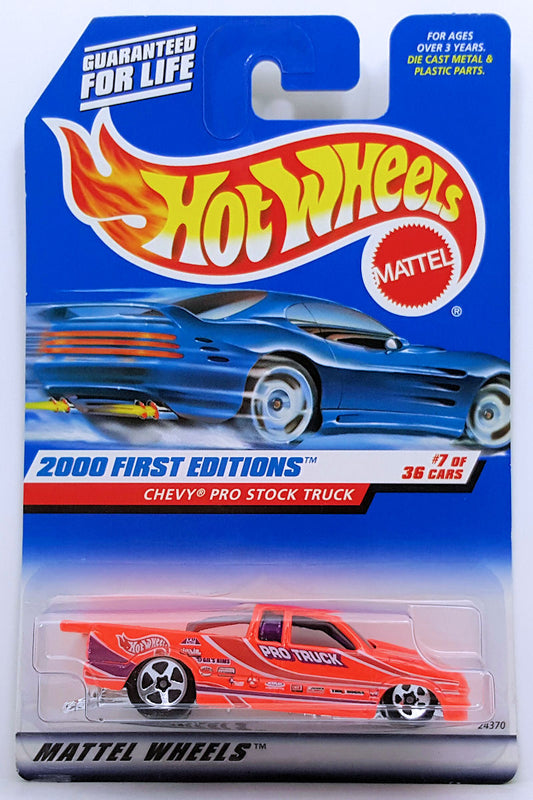 Hot Wheels 2000 - Collector # 067/250 - First Editions 7/36 - Chevy Pro Stock Truck - Bright Orange - Malaysia - USA