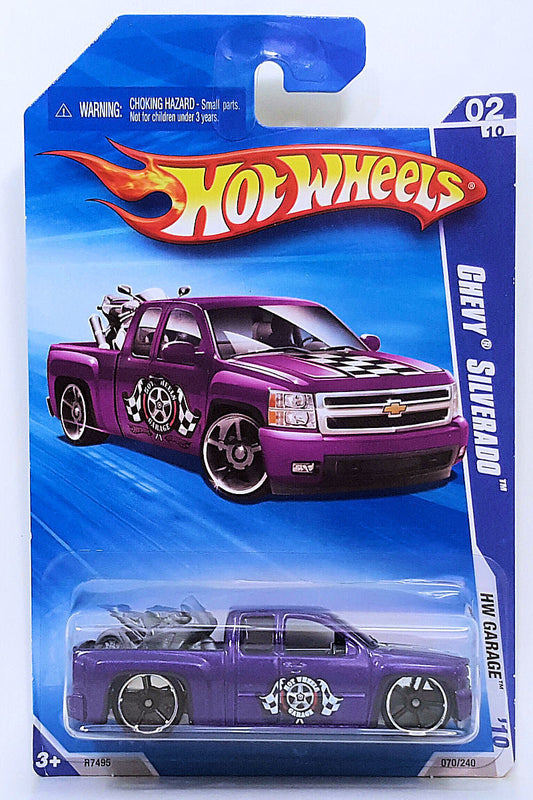 Hot Wheels 2010 - Collector # 070/240 - HW Garage 2/10 - Chevy Silverado - Metallic Dark Purple - OH5Sp Wheels