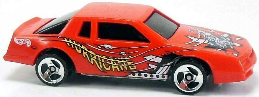 Hot Wheels 1997 - Collector # 545 - Quicksilver Series 1/4 - Chevy Stocker - Red / Hurricane - 3 Spokes - Unpainted Base