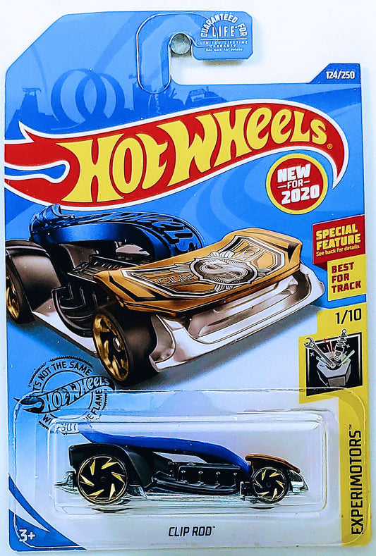 Hot Wheels 2020 - Collector # 124/250 - Experimotors 1/10 - New Models - Clip Rod - Blue - USA Card
